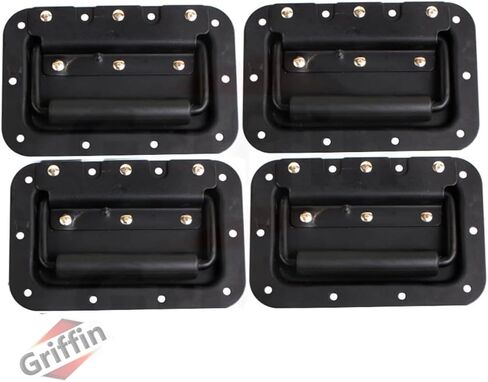 GRIFFIN Recessed Speaker Cabinet Handles (Spring-Loaded XSeries) for Rack Road Flight Case 8-Pack – Flush Metal Flip Pull with Grip Rubber for Trunk Chest Carry Case – DJ PA Pro-Audio Stage Gear Parts in Saudi Arabia