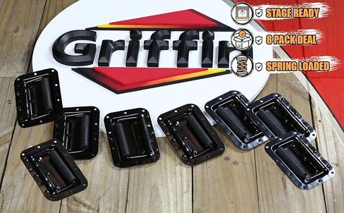 GRIFFIN Recessed Speaker Cabinet Handles (Spring-Loaded XSeries) for Rack Road Flight Case 8-Pack – Flush Metal Flip Pull with Grip Rubber for Trunk Chest Carry Case – DJ PA Pro-Audio Stage Gear Parts in Saudi Arabia