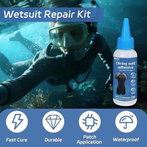 Wetsuit Repair Glue 120ML- Professional Sealant for Neoprene, Waders, Inflatables, Kayaks with Cure Accelerator - Waterproof Bonding Solution in Kuwait