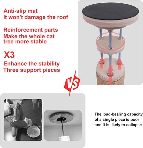 Tall Floor-to-Ceiling Cat Tower, Adjustable Height (60-122 in), 5-Tier Cat Tree with Accessories, Cat Activity Center with Transparent Pod, Plush Perches & Extra-Large Cat Basket in Kuwait