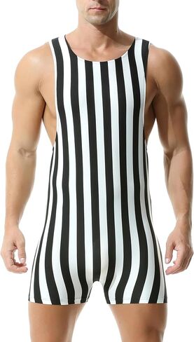 QiaTi Mens Athletic Supporters Breathable Wrestling Boxers One Piece Bodywear Jumpsuit Singlet Basic Leotard for Men in Saudi Arabia