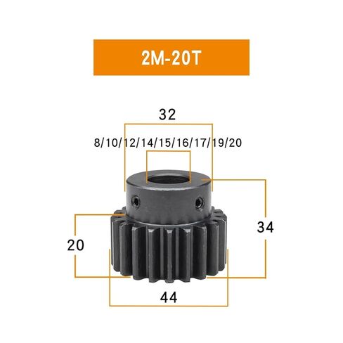 Steel Heavy Duty Motor Pinion Gear Spur Gear 2M-20T Bore 8-20mm Motor Blackening Carbon Steel Teeth Height 20mm(14 mm) in Saudi Arabia