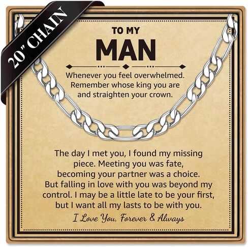 هدايا سلسلة Ieflife figaro للرجال له - هدايا قلادة للرجل ، حفيد ، حفيد ، والآباء ، والآباء ، هدية عيد ميلاد للرجال ، و 6 مم in Kuwait