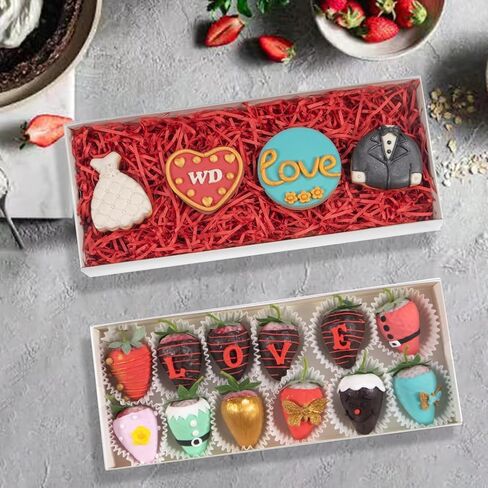 RomanticBaking 20Pack 12x4.8x2Inch Easter Day Clear Cookie Boxes Chocolate Covered Strawberry Boxes Bakery Packaging for 12 Truffle Cakesickle Gift Mother's Day Christmas Valentine's in Kuwait