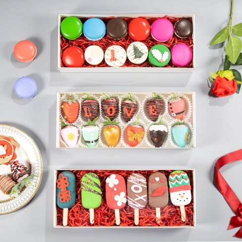 RomanticBaking 20Pack 12x4.8x2Inch Easter Day Clear Cookie Boxes Chocolate Covered Strawberry Boxes Bakery Packaging for 12 Truffle Cakesickle Gift Mother's Day Christmas Valentine's in Kuwait
