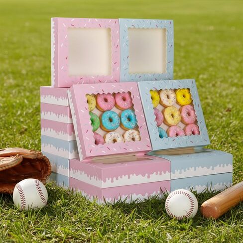 Affrolling 24 Pcs Pink Pie Boxes 10 x 10 x 2 Inch Auto-pop up Bakery Boxes with Window Polka Dot Treat Box Mother's Day Dessert Gift Wrapping for Pies, Cookie, Pastries, Donut, Chocolate Strawberries in Saudi Arabia
