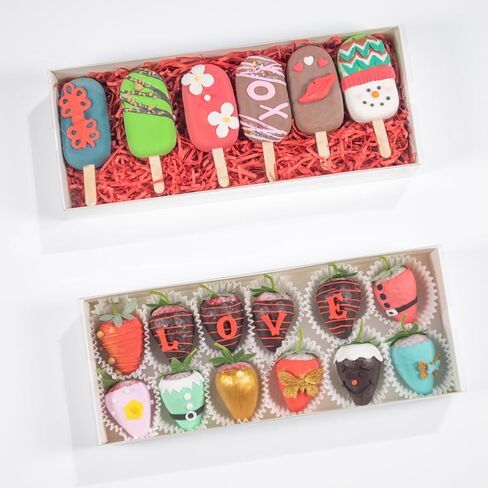 RomanticBaking 20Pack 12x4.8x2Inch Easter Day Clear Cookie Boxes Chocolate Covered Strawberry Boxes Bakery Packaging for 12 Truffle Cakesickle Gift Mother's Day Christmas Valentine's in Kuwait