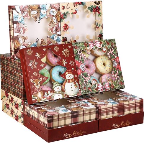 Affrolling 24 Pcs Pink Pie Boxes 10 x 10 x 2 Inch Auto-pop up Bakery Boxes with Window Polka Dot Treat Box Mother's Day Dessert Gift Wrapping for Pies, Cookie, Pastries, Donut, Chocolate Strawberries in Saudi Arabia