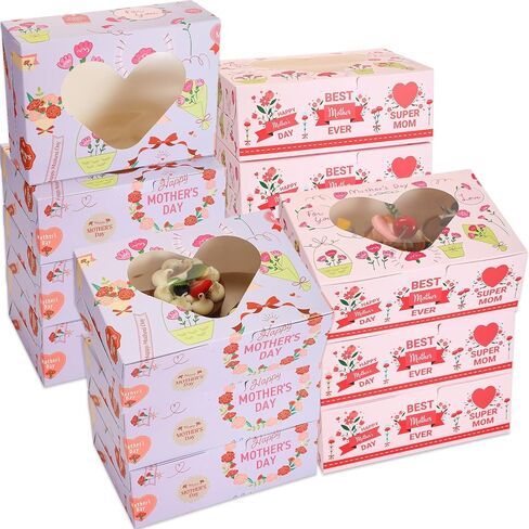 Nezyo 48 Pack Mother's Day Cookie Boxes with Window 8.3 x 6 x 3 Inch Best Mother Ever Bakery Box for Cupcakes, Candy, Muffins, Donuts in Saudi Arabia
