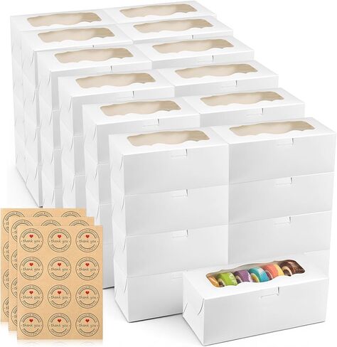 60 Pcs 9x4x3.5 Inch Cookie Boxes, White Bakery Boxes with Window Large Cookie Box Treat Box Loaf Cake Boxs for Roll Cakes Desserts Muffins Donuts Candies Weddings Parties and Gifts in Saudi Arabia