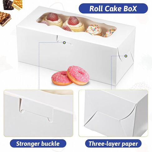 60 Pcs 9x4x3.5 Inch Cookie Boxes, White Bakery Boxes with Window Large Cookie Box Treat Box Loaf Cake Boxs for Roll Cakes Desserts Muffins Donuts Candies Weddings Parties and Gifts in Saudi Arabia