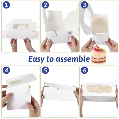 60 Pcs 9x4x3.5 Inch Cookie Boxes, White Bakery Boxes with Window Large Cookie Box Treat Box Loaf Cake Boxs for Roll Cakes Desserts Muffins Donuts Candies Weddings Parties and Gifts in Saudi Arabia