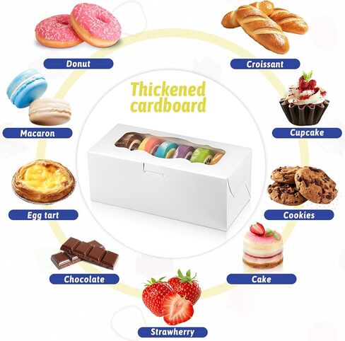 60 Pcs 9x4x3.5 Inch Cookie Boxes, White Bakery Boxes with Window Large Cookie Box Treat Box Loaf Cake Boxs for Roll Cakes Desserts Muffins Donuts Candies Weddings Parties and Gifts in Saudi Arabia