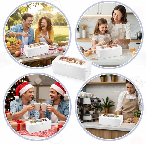 60 Pcs 9x4x3.5 Inch Cookie Boxes, White Bakery Boxes with Window Large Cookie Box Treat Box Loaf Cake Boxs for Roll Cakes Desserts Muffins Donuts Candies Weddings Parties and Gifts in Saudi Arabia
