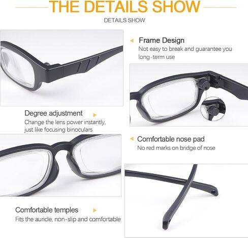 Flex Focal Adjustable Focus 0D to 350D Diopters Dial Vision Reading Glasses Zoom Eyeglasses for Men Women One Power Auto Focus Presbyopic Readers Variable Focus Eyewear in Saudi Arabia