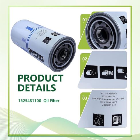 1625481100 KAYIQIN Oil Separator Replacement Parts Compatible with GA26/30/37VSD+GA18/22VSD+ Air Compressor 1625481150 1625481151 1625481101 in Kuwait