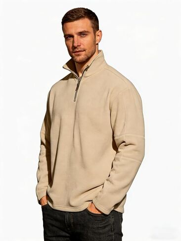 Men's Quarter Zip Pullover Sweatshirt, Lightweight Mock Neck Long Sleeve Casual Top in Saudi Arabia
