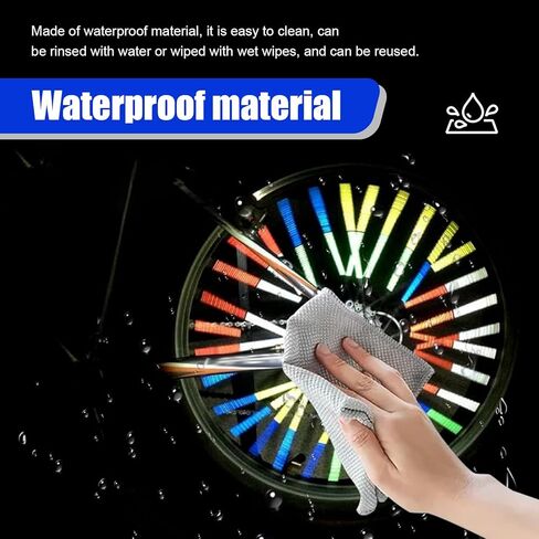 72 PCS Bike Spoke Reflectors, Reflective High-visibility Wheel Decoration, Waterproof Cuttable Spoke Skin Cover, DIY Modification Accessory for Night Riding Safety (Multicolored) in Saudi Arabia