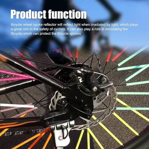 72 PCS Bike Spoke Reflectors, Reflective High-visibility Wheel Decoration, Waterproof Cuttable Spoke Skin Cover, DIY Modification Accessory for Night Riding Safety (Multicolored) in Saudi Arabia