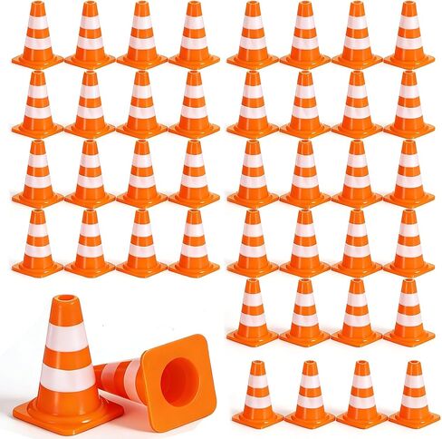 40pcs Mini Traffic Cones,Orange Small Safety Cones,Plastic Mini Construction Roadblocks with Reflective Collars, Mini Road Signs for Training, Caution Signs, Micro Landscape Sand Table, Table Decor in Saudi Arabia
