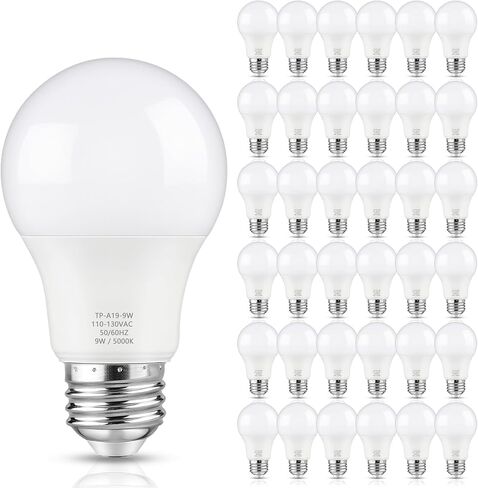 Maylaywood A19 LED Light Bulb, 60 Watt Equivalent LED Bulb, Daylight White 5000K, 850 Lumen, E26 Base, Non-Dimmable, 9W Bright White LED Bulb, 12-Pack in Saudi Arabia