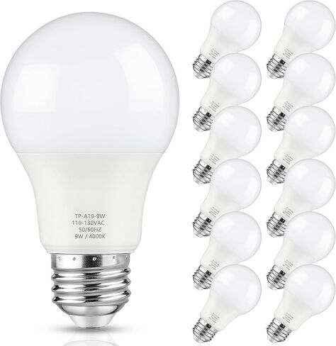 Maylaywood A19 LED Light Bulb, 60 Watt Equivalent LED Bulb, Daylight White 5000K, 850 Lumen, E26 Base, Non-Dimmable, 9W Bright White LED Bulb, 12-Pack in Saudi Arabia