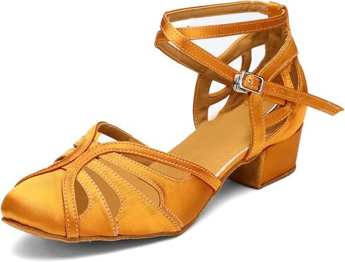 Ballroom Closed Toe Dance Shoes, Comfortable Low 1.5-Inch Cuban Heel, Latin Salsa Swing Waltz Practice Dance Heels in Kuwait