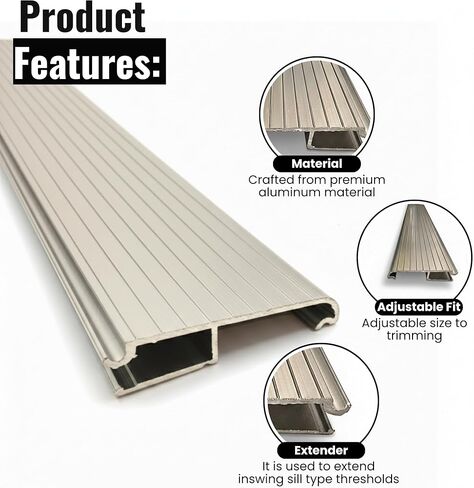 KC Hardware Aluminum Threshold Extension, Heavy-Duty Door Threshold Extender for Existing Threshold, Smooth Doorway Transition, Residential & Commercial Use (Black Extension, 36" L 2" W) in Saudi Arabia
