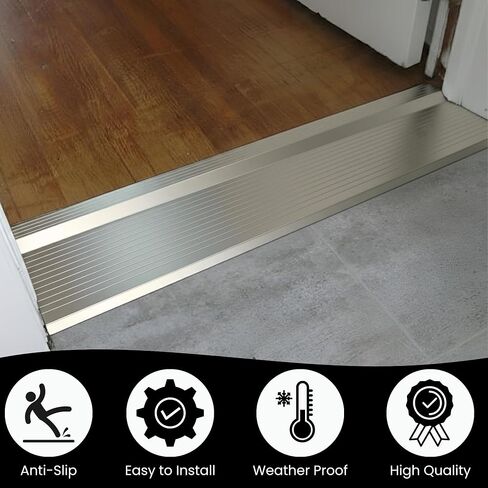 KC Hardware Aluminum Threshold Extension, Heavy-Duty Door Threshold Extender for Existing Threshold, Smooth Doorway Transition, Residential & Commercial Use (Black Extension, 36" L 2" W) in Saudi Arabia