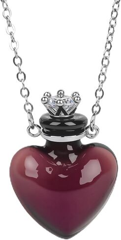 Perfume Bottle Necklace Heart Shape, Purple Perfume Bottle Necklace, Essential Oil Diffuser Necklace, for Womens Perfume Vial Pendant Necklace Jewelry Unique Gift in Saudi Arabia