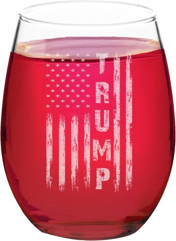 Veracco Patriotic 2026 Stemless Wine Glass – American Flag Political Humor Gift, 15oz Clear Wine Glass in Kuwait