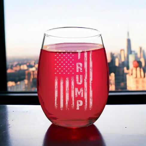 Veracco Patriotic 2026 Stemless Wine Glass – American Flag Political Humor Gift, 15oz Clear Wine Glass in Kuwait
