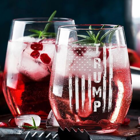 Veracco Patriotic 2026 Stemless Wine Glass – American Flag Political Humor Gift, 15oz Clear Wine Glass in Kuwait