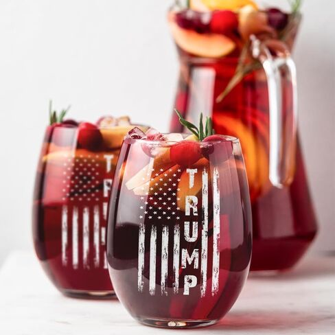 Veracco Patriotic 2026 Stemless Wine Glass – American Flag Political Humor Gift, 15oz Clear Wine Glass in Kuwait