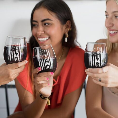 Veracco Patriotic 2026 Stemless Wine Glass – American Flag Political Humor Gift, 15oz Clear Wine Glass in Kuwait