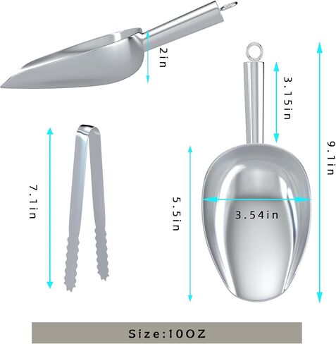 ملقط ثلج مع مغرفة لدلو الثلج، مغرفة فضية من الفولاذ المقاوم للصدأ، للفريزر والمطبخ in Kuwait