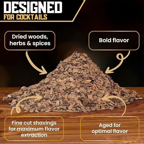 12 Wood chips for Cocktail Smoker/Smoke Gun| Woodchips for Smoking Whiskey/Bourbon/Old Fashioned| Cherry, Apple, Oak, Hickory, Cinnamon, Ginger, Orange Peel, Cloves, Alder, Peach, Rosemary, Mesquite in Saudi Arabia