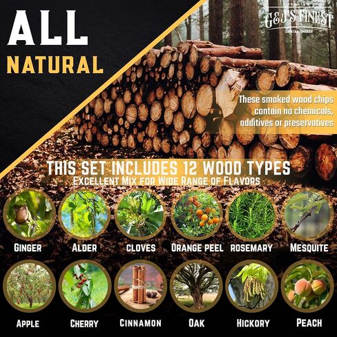 12 Wood chips for Cocktail Smoker/Smoke Gun| Woodchips for Smoking Whiskey/Bourbon/Old Fashioned| Cherry, Apple, Oak, Hickory, Cinnamon, Ginger, Orange Peel, Cloves, Alder, Peach, Rosemary, Mesquite in Saudi Arabia