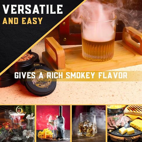 12 Wood chips for Cocktail Smoker/Smoke Gun| Woodchips for Smoking Whiskey/Bourbon/Old Fashioned| Cherry, Apple, Oak, Hickory, Cinnamon, Ginger, Orange Peel, Cloves, Alder, Peach, Rosemary, Mesquite in Saudi Arabia