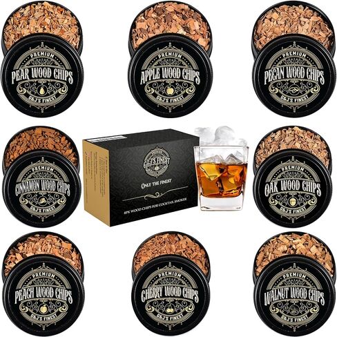 12 Wood chips for Cocktail Smoker/Smoke Gun| Woodchips for Smoking Whiskey/Bourbon/Old Fashioned| Cherry, Apple, Oak, Hickory, Cinnamon, Ginger, Orange Peel, Cloves, Alder, Peach, Rosemary, Mesquite in Saudi Arabia