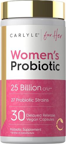 Carlyle Women's 25 Billion CFU Probiotic | Supported by 27 Strains | 30 Delayed Release Capsules | Vegan, Non-GMO and Gluten Free | for Her in Saudi Arabia