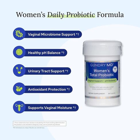 Gundry MD Women's Total Probiotic - Women's Probiotic for Vaginal Support & Digestive Health - 30 Capsules in Kuwait