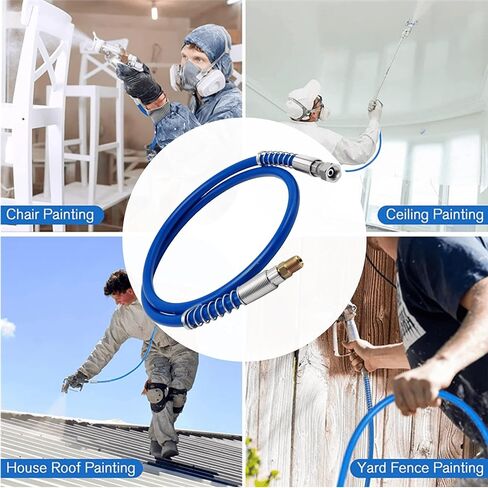 قطعتان من خرطوم تمديد رش الطلاء بدون هواء بطول 4 أقدام متوافق مع Graco 247338، خرطوم سوط لرذاذ الطلاء عالي الضغط 3/16 بوصة، أنبوب طلاء جداري مرن ممتد 3000 رطل لكل بوصة مربعة in Kuwait