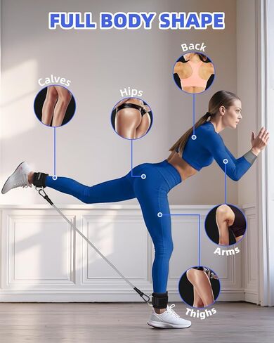 Resistance Bands Set – Resistance Band and Adjustable Ankle Exercise Bands with Cuffs Great Equipment for Training, Working Out, Yoga,Home Gym with Training Guidance & Carry Bag,Set of 8 (Black) in Kuwait