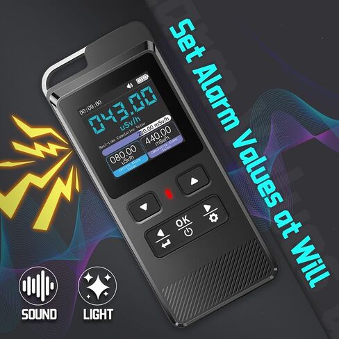 جهاز كشف الإشعاع النووي الاحترافي Geiger Counter جهاز مراقبة الإشعاع المحمول لأشعة جاما X بيتا 0-10000μSv/ساعة مع إنذار بطارية قابلة للشحن وتسجيل البيانات للصناعة المنزلية in Kuwait