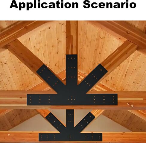 2pcs 24"x13.5" Gable Plate Black, 12:12 Pitch Pergola Truss Roof Steel Bracket for Wood 4x4/6x6, Heavy Duty Powder Coated Gable Bracket in Saudi Arabia