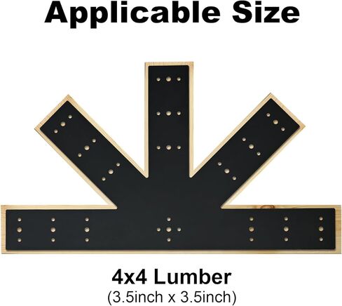 2pcs 24"x13.5" Gable Plate Black, 12:12 Pitch Pergola Truss Roof Steel Bracket for Wood 4x4/6x6, Heavy Duty Powder Coated Gable Bracket in Saudi Arabia