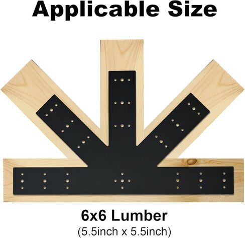 2pcs 24"x13.5" Gable Plate Black, 12:12 Pitch Pergola Truss Roof Steel Bracket for Wood 4x4/6x6, Heavy Duty Powder Coated Gable Bracket in Saudi Arabia