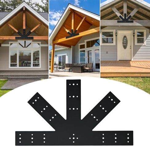 2pcs 24"x13.5" Gable Plate Black, 12:12 Pitch Pergola Truss Roof Steel Bracket for Wood 4x4/6x6, Heavy Duty Powder Coated Gable Bracket in Saudi Arabia