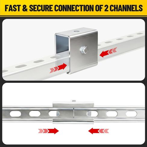 دعامة تمديد موصل قناة تبختر، اتصال سريع لقناتين، فولاذ مجلفن عالي التحمل، يناسب جميع قنوات تبختر 1-5/8 بوصة، دعامة تمديد صناعية UNISTRUT، مجموعة واحدة in Kuwait
